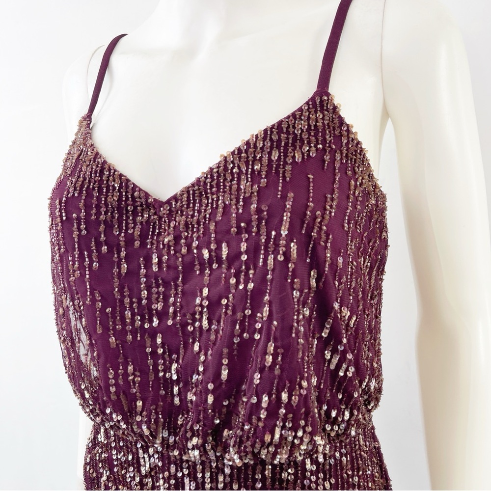 Adrianna Papell Dress Size 4 Midi Beaded Flapper Whimsigoth Dark Fairycore - Picture 3 of 13